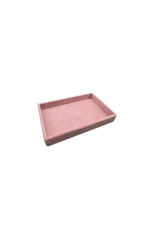 Küçük Boy Süet Kumaş Pembe Renk 22/14 Cm Servis Tablası