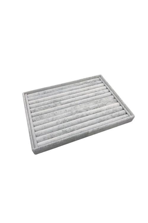 Büyük Boy Süet Kumaş Gri Renk 34/24 Cm Sosisli Çekmece Içi Yüzük Standı