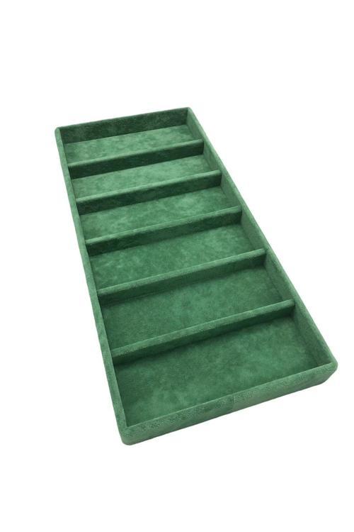 Lefkoşa Model Süet Kumaş Yeşil Renk 38 Cm / 19 Cm Gözlük Sergileme Çekmece Içi Stand