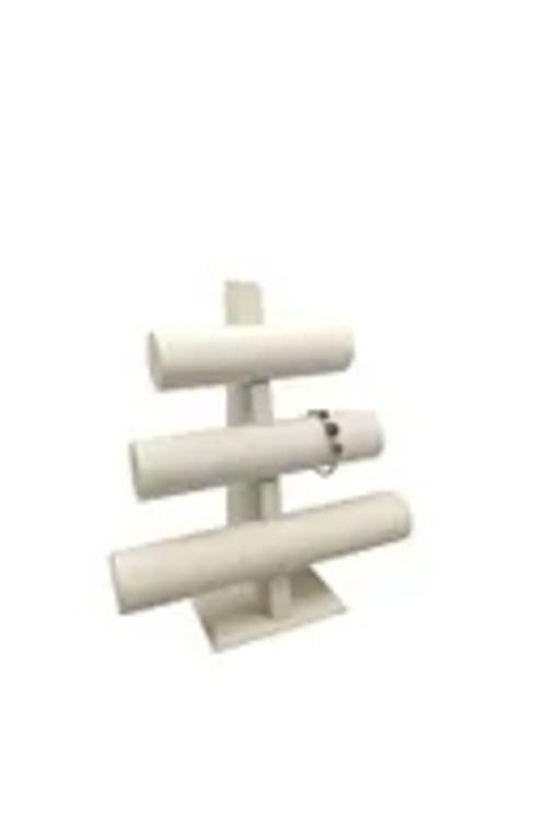 Lüx Imera Deri Kumaş Beyaz Renk Boy 22 Cm En 28 Cm 3'Lü T Model Bilezik Sergileme