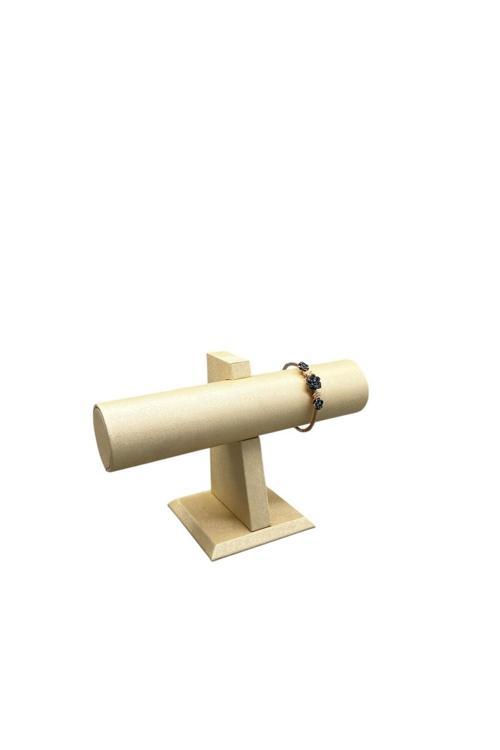 Lüx Imera Deri Kumaş Krem Renk Boy 15 Cm En 23 Cm Tekli T Model Bilezik Sergileme