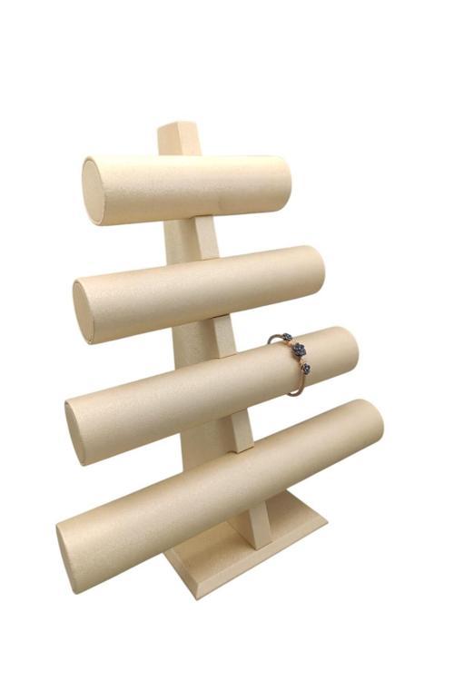 Lüx Imera Deri Kumaş Krem Renk Boy 38 Cm En 33 Cm 4'Lüt Model Bilezik Sergileme