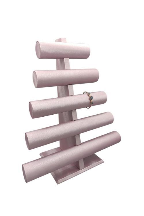 Lüx Imera Deri Kumaş Pembe Renk Boy 45 Cm En 38 Cm 5'Li T Model Bilezik Sergileme