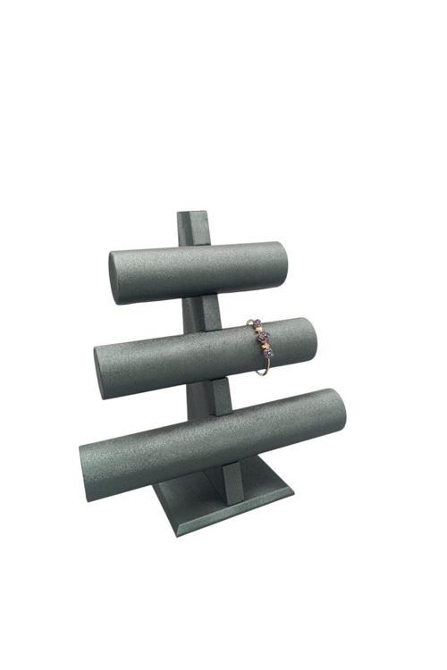 Lüx Imera Deri Kumaş Yeşil Renk Boy 30 Cm En 28 Cm 3'Lü T Model Bilezik Sergileme