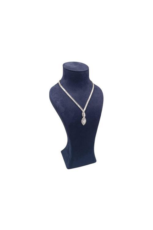 Lüx Model Sardunya Kumaş Lacivert Renk Boy 31 Cm  Kolye Takı Sergileme Mankeni