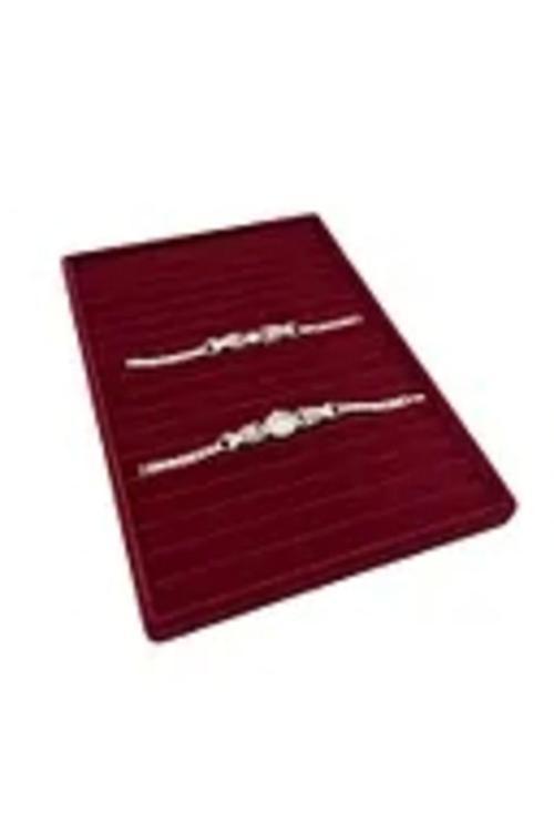Madrid Model Süet Kumaş Bordo Renk 34/24 Cm Kademeli Çekmece Içi Bileklik-Kolye Tablası