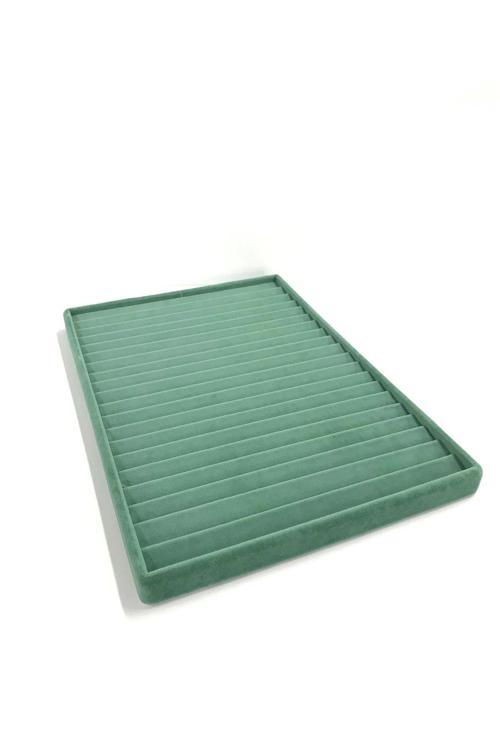 Madrid Model Süet Kumaş Yeşil Renk 34/24 Cm Kademeli Çekmece Ici Bileklik-Kolye Standı