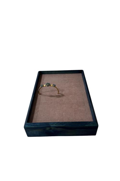 Mavi Ahşap Model 25 / 18 Cm Kahve Renk Batırmalı Bileklik Kelepçe Tablası