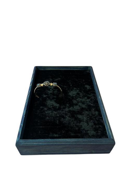 Mavi Ahşap Model 25 / 18 Cm Siyah Renk Batırmalı Bileklik Kelepçe Tablası