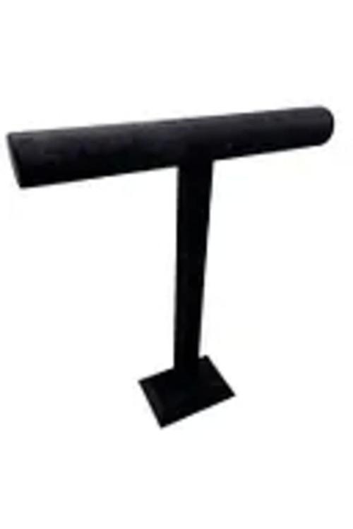 Süet Kaplama Siyah Renk Uzun Kolye - Tesbih Sergileme Standi