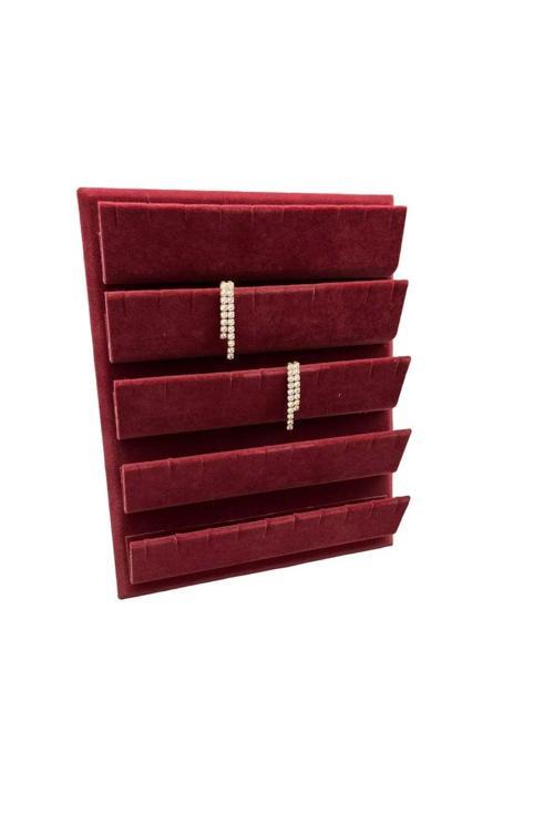 Süet Kumaş 20/16 Cm Bordo Renk Ayaklı Küpe Standı