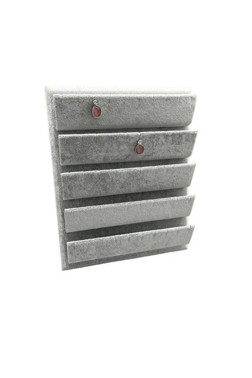 Süet Kumaş 20/16 Cm Gri Renk Ayaklı Küpe Standı