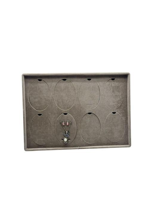 Süet Kumaş Bej Renk 34-24 Cm Ayaklı Üçlü Set Tabla Stand