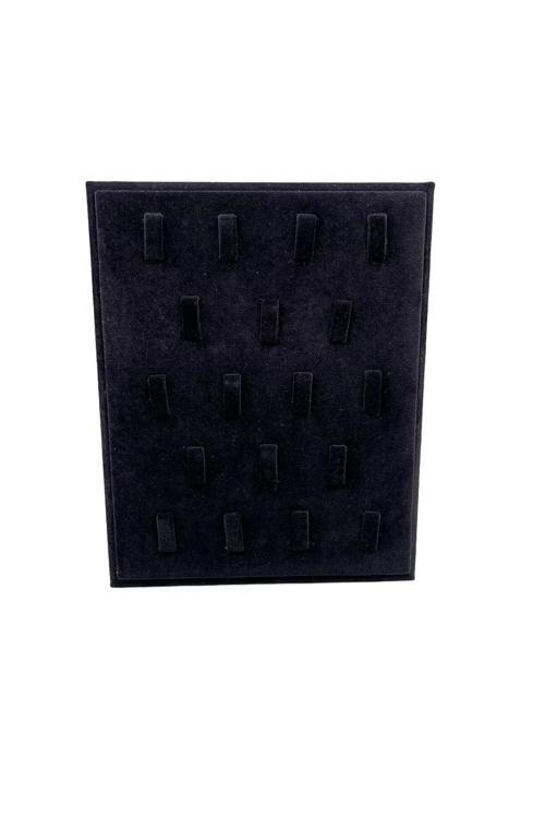 Süet Kumaş Siyah Renk 20/16 Cm Ayaklı Yüzük Sergileme Standı