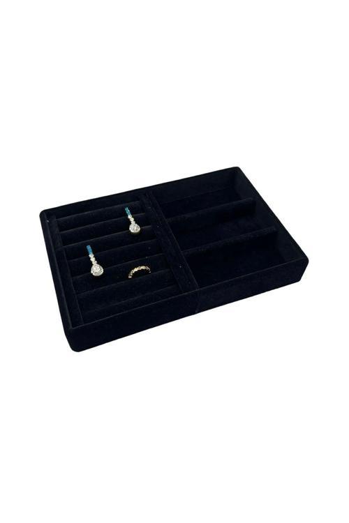 Süet Kumaş Siyah Renk 22 Cm / 14 Cm Çekmece Içi Takı Standı