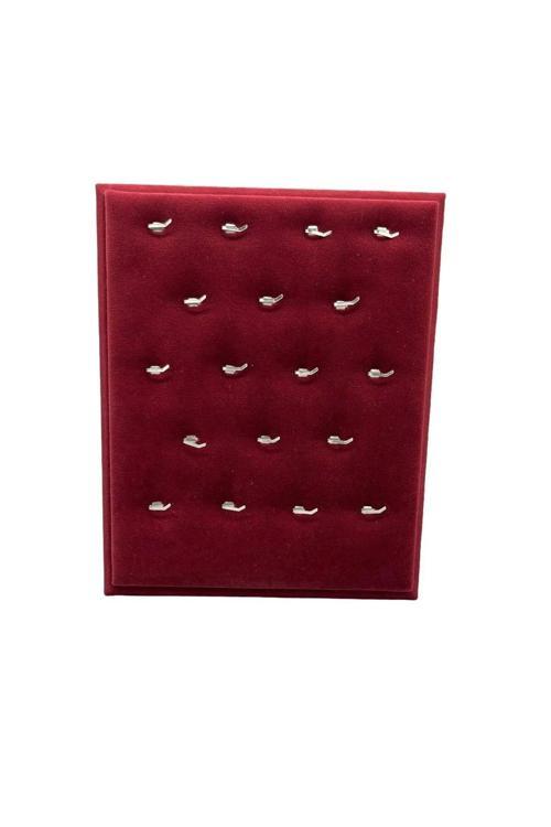 Süet Kumaş Bordo Renk 20/16 Cm Ayaklı Kolye Sergileme Standı