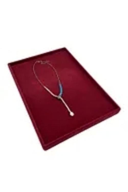 Süet Kumaş Bordo Renk 34/24 Cm Takı Servis Sunum Tablası