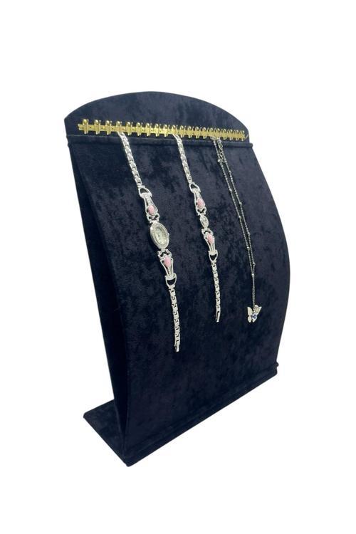 Süet Kumaş Siyah Renk 34 Cm / 24 Cm Dik Bombeli Takı Standı