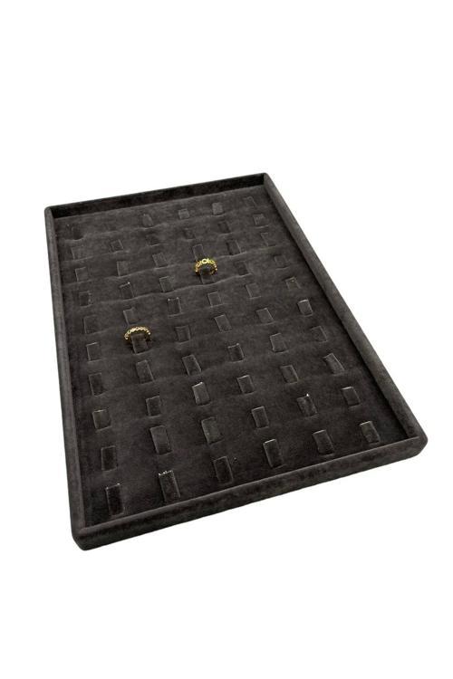 Süet Kumaş Siyah Renk 34/24 Cm Dikine Tırnaklı Çekmece Içi Yüzük Tablası