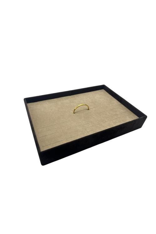 Süet Kumaş Çift Renk 34/24 Cm Batırmalı Çekmeçe Içi Bileklik Kelepçe Tablası
