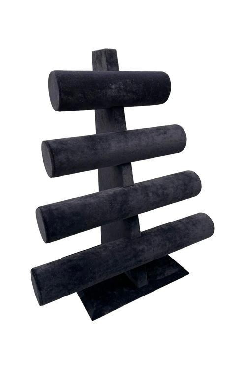 Süet Kumaş Siyah Renk Dört Kademeli 38/34 Cm Bileklik-Saat