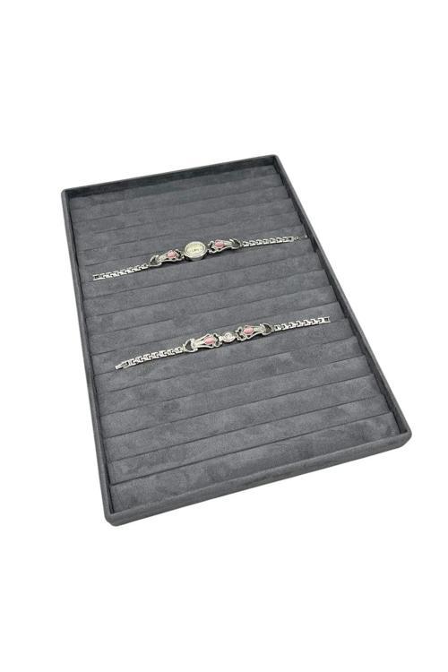 Özel Sardunya Kumaş Füme Renk 34/24Cm 14 Adet Kademeli Çekmece Içi Bileklik Tablası