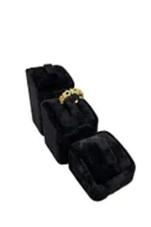 Süet Kumaş Siyah Renk Üçlü Takım Yüzük Sergileme Aksesuar