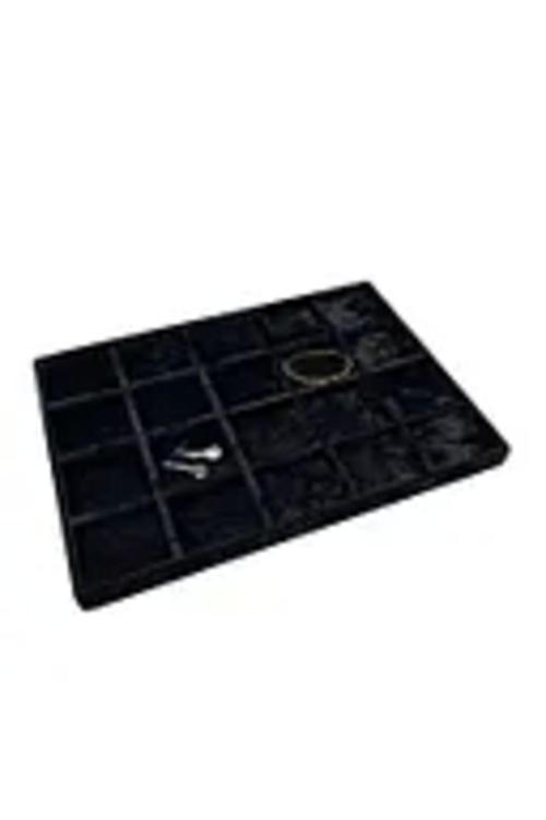 Süet Kumaş Siyah Renkli 34/24 Cm 20 Bölmeli Çekmece Içi Takı Standı