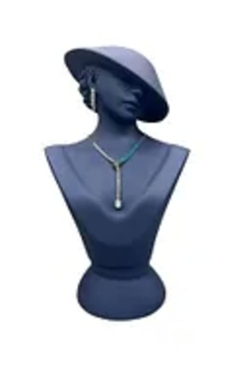 Yerli Üretim Polyester Malzeme Mavi Renk 45 / 28 Cm Takı Sergileme Mankeni