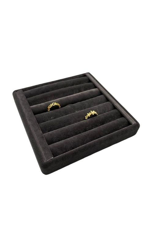 Süet Kumaş Füme Renk 15 Cm / 15 Cm Yüzük Sergileme Standı