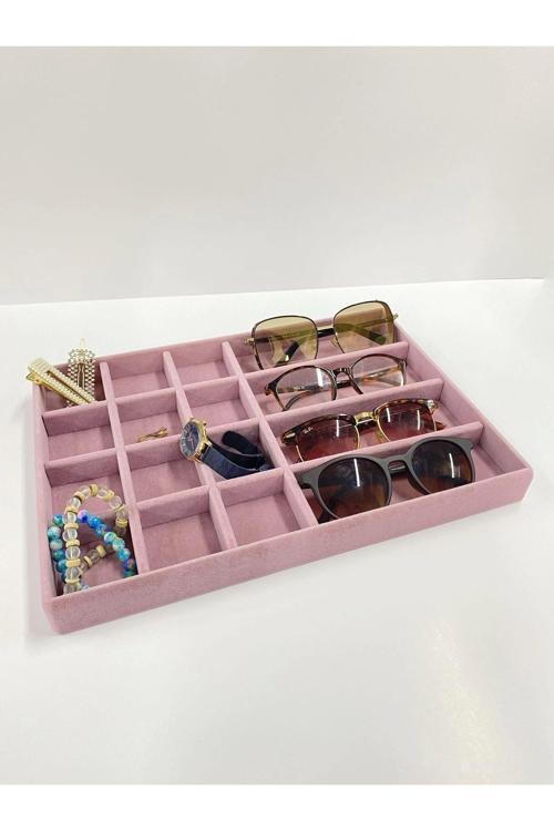 Paris Model Süet Kumaş Pembe Renk Takı Sergileme Çekmece Içi Stand