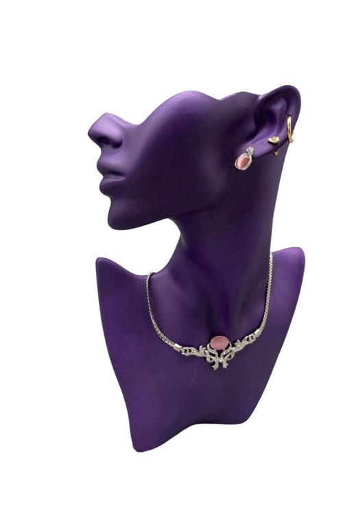 Yerli Üretim Polyester Malzeme Mor Renk 28 / 18 Cm Takı Sergileme Mankeni