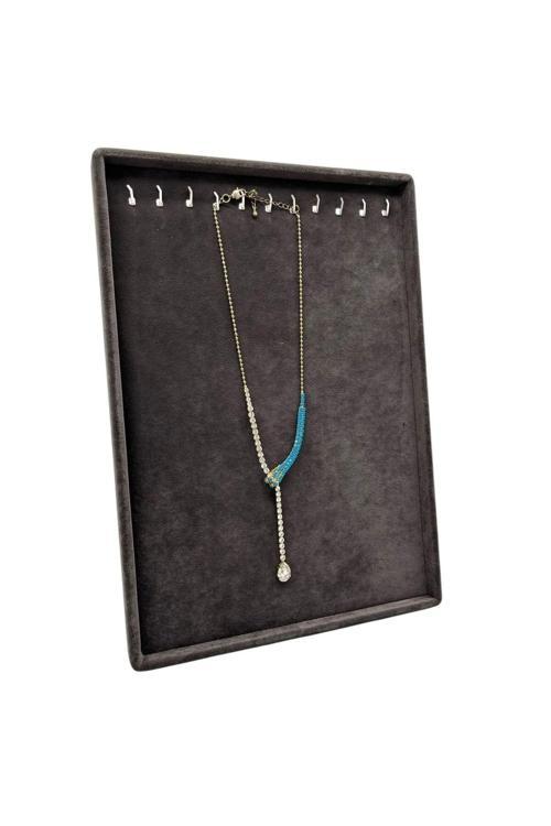 Süet Kumaş Füme Renk 34/24 Cm Ayaklı Kolye Sergileme Standı