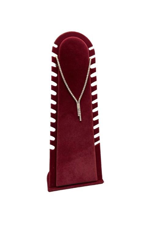 Riyad Model Süet Kumaş Bordo Renk 31/11 Cm Ayaklı Kolye-Halhal Sergileme Standı