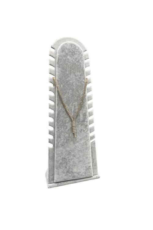 Riyad Model Süet Kumaş Gri Renk 31/11 Cm Ayaklı Kolye-Halhal Sergileme Standı