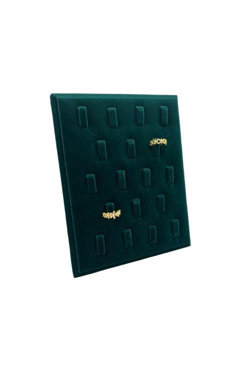 Süet Kumaş Yeşil Renk 20/16 Cm Ayaklı Yüzük Sergileme Standı