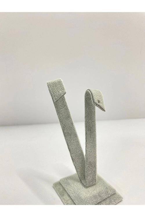 Süet Kumas Gri Renk 10 Cm Küpe Sergileme Aksesuar