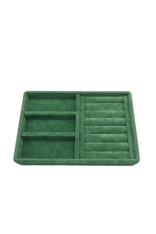 Süet Kumaş Yeşil Renk 22 Cm / 14 Cm Çekmece Içi Takı Standı