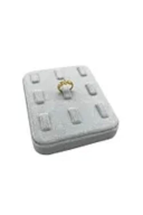 Süet Kumaş Gri Renk 12/11 Cm Çoklu Tırnaklı Yüzük Sergileme Aksesuar