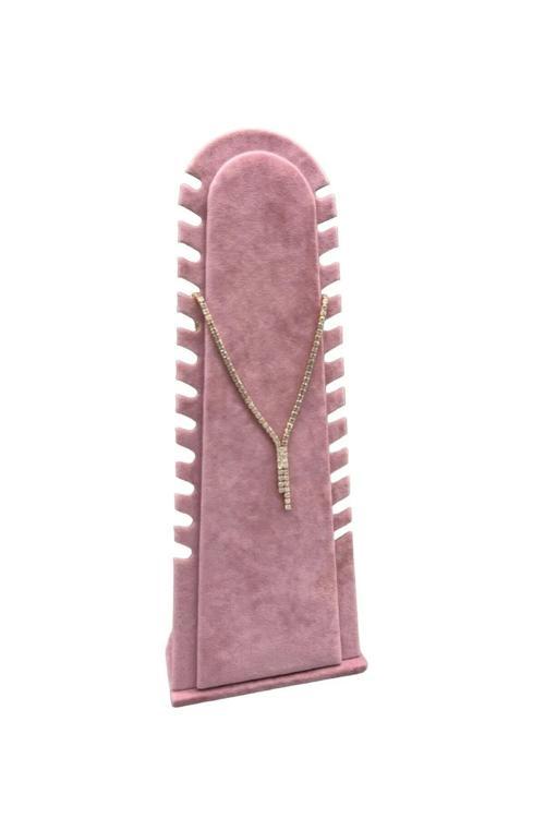 Riyad Model Süet Kumaş Pembe Renk 31/11 Cm Ayaklı Kolye-Halhal Sergileme Standı