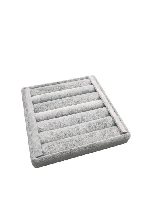 Süet Kumaş Gri Renk 15 Cm / 15 Cm Yüzük Sergileme Standı