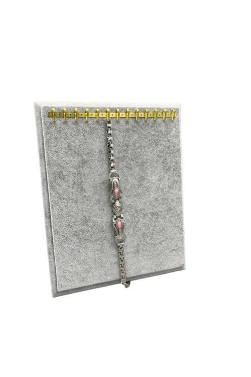 Süet Kumaş Gri Renk 20/16 Cm Ayaklı Kanca Bileklik Sergileme Standı