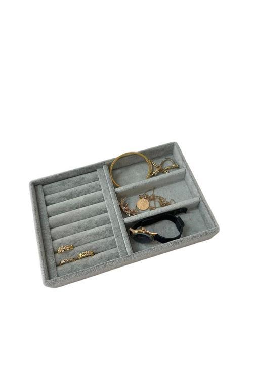 Süet Kumaş Gri Renk 22 Cm / 14 Cm Çekmece Içi Takı Standı