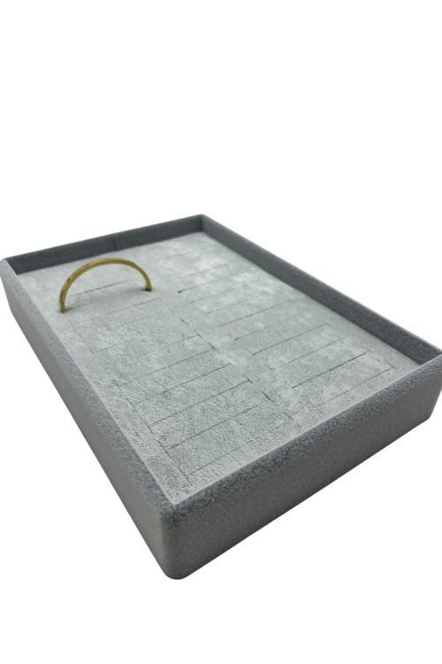 Süet Kumaş Gri Renk 22/14 Cm Batırmalı Bileklik Kelepçe Tablası