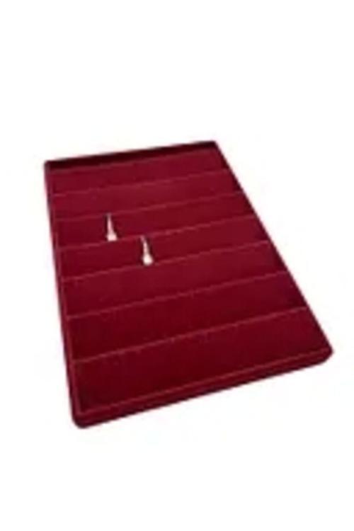 Saray Bosna Model Süet Kumaş Bordo Renk 34/24 Cm Kademeli Çekmece Içi Küpe Standı