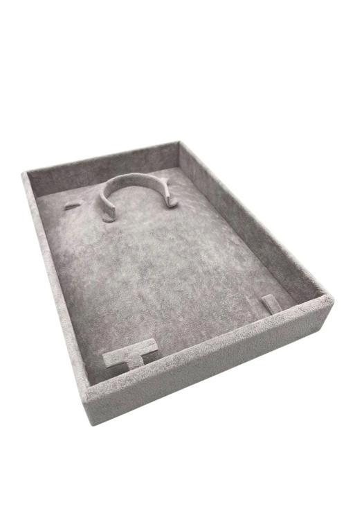 Süet Kumaş Gri Renk 26/19 Cm Mini Takı Sergileme Tablası