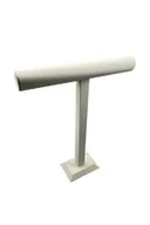 Yerli Üretim Süet Kaplama Krem Renk Uzun 48/41Cm Kolye -Tesbih Sergileme Standı
