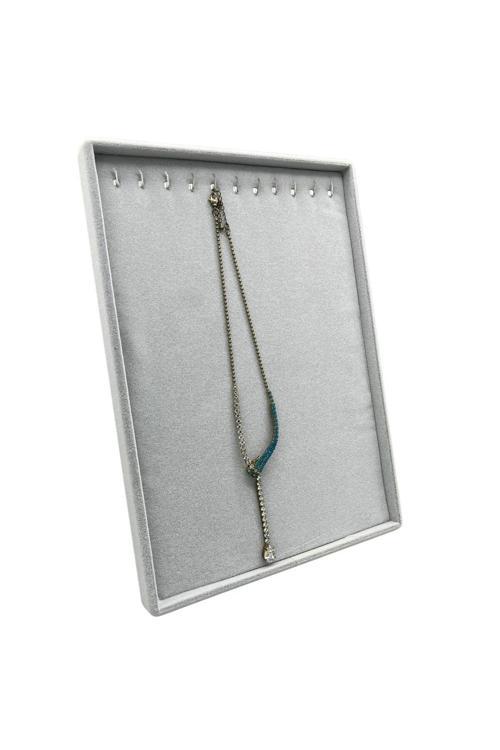 Süet Kumaş Gri Renk 34/24 Cm Ayaklı Kolye Sergileme Standı