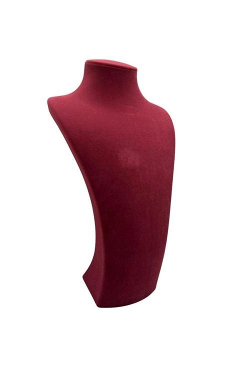 Yerli Üretim Süet Kumaş Bordo Renk Kolye Gerdanlık Zincir 39 Cm Takı Sergileme Mankeni