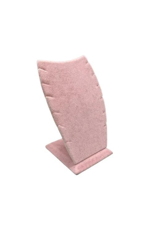 Dubai Model Süet Kumaş Pembe Renk 12/8 Cm Kolye - Zincir Ayaklı Stand
